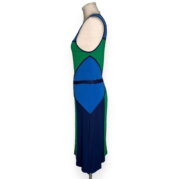 BCBGMAXAZRIA Colette Jersey Dress Mini Colorblock Cocktail Sleeveless Blue Green - Picture 6 of 11
